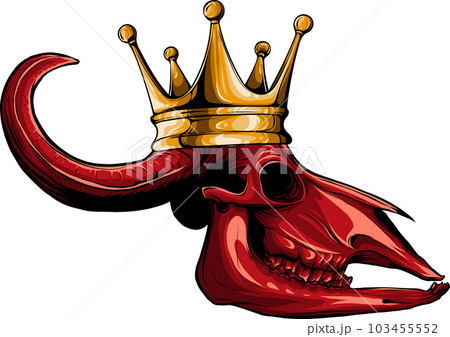 vector illustration of a bull skull wearing a...のイラスト素材