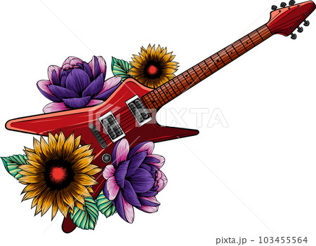 images of guitars clipart flower