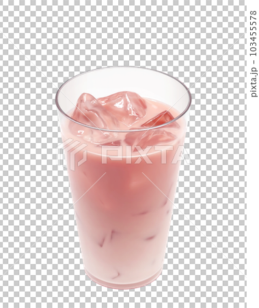 グラスに入ったいちごミルクのイラスト　リアル 103455578