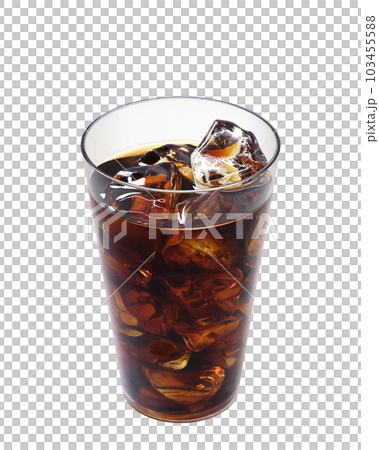 Illustration real of iced coffee in a glass Illustration real of iced coffee in a glass 103455588