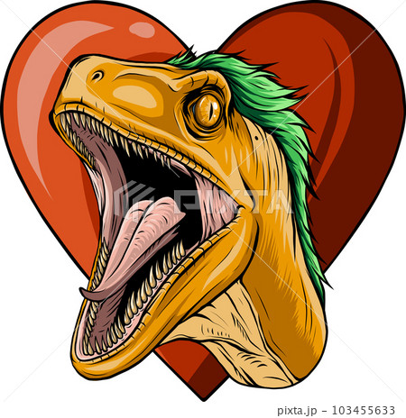 vector illustration of Raptor head with heart sign vector illustration of Raptor head with heart sign 103455633