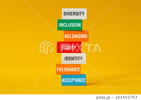 Diversity,belonging, inclusion, equity, identity, tolerance, acceptance - word concept on building blocks, text Diversity,belonging, inclusion, equity, identity, tolerance, acceptance - word concept on building blocks, text 103455757