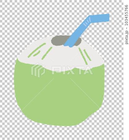 ヤシの実ジュース・ココナッツウォーターの手書きベクターイラスト／夏を感じるイラスト 103455766