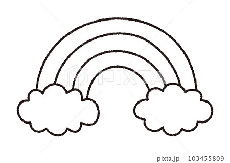 虹と雲の手書きベクターイラスト／線画／夏を感じるイラスト 103455809