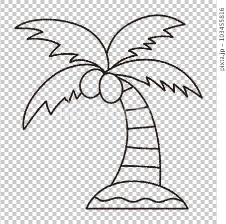 ヤシの木の手書きベクターイラスト／線画／夏を感じるイラスト 103455816