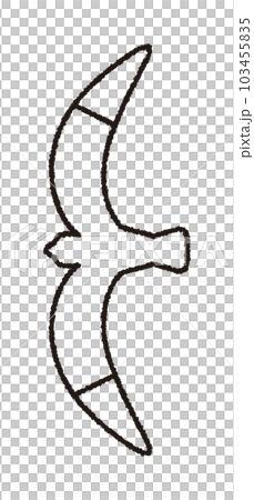 カモメの手書きベクターイラスト／線画／夏を感じるイラスト 103455835