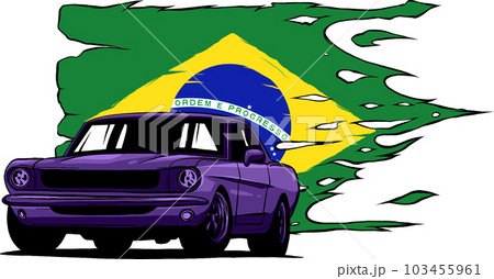 vector illustratyion of muscle car with brazil flag 103455961