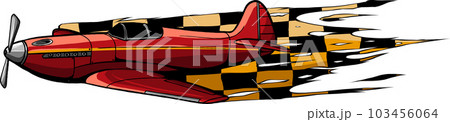 vector illustration of airplane with race flag 103456064