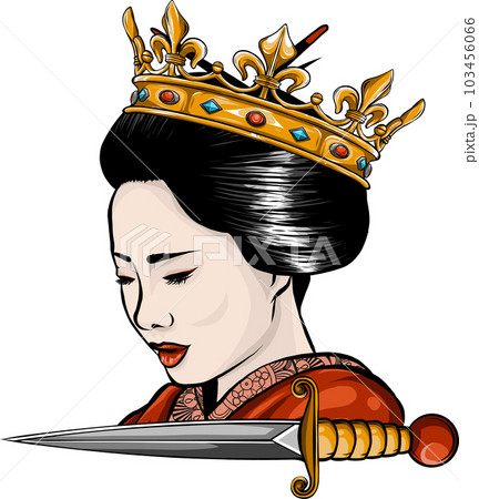 vector illustration of Asian Queen with a crown 103456066