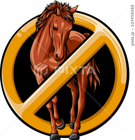 vector illustration of No horses sign on white background 103456088