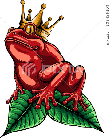 Decorative isolated frog with crown on the leaf. Vector illustration Decorative isolated frog with crown on the leaf. Vector illustration 103456108