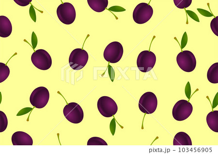 Seamless plum pattern. Vector seamless pattern with plums. Fabric pattern, textile. Vector illustration 103456905