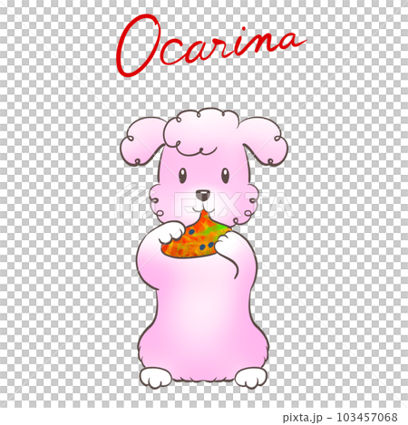 犬が楽しくオカリナを吹いているイラスト 103457068
