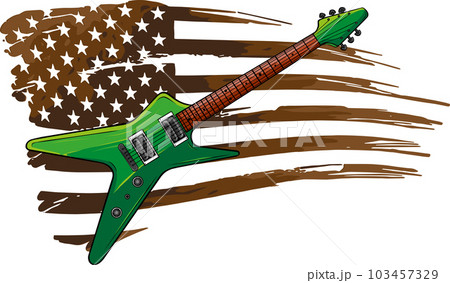 vector illustration of guitar with American Flag 103457329