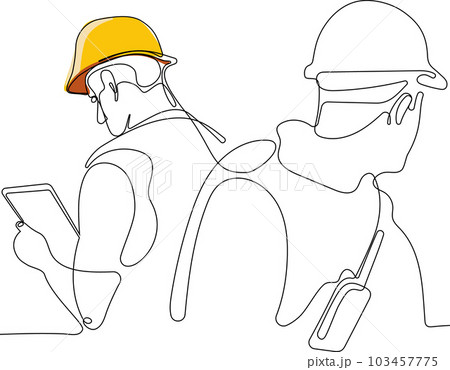construction manager and engineer working on building site. Vector illustration construction manager and engineer working on building site. Vector illustration 103457775