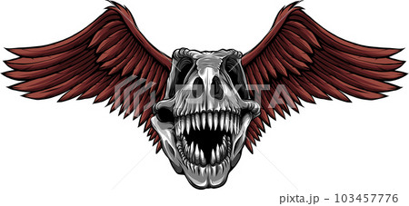 vector illustration of T-rex skull with wings vector illustration of T-rex skull with wings 103457776