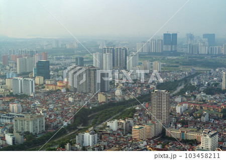 Aerial view of Hanoi Downtown Skyline, Vietnam. Financial district and business centers in smart urban city in Asia. Skyscraper and high-rise buildings. 103458211