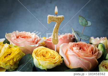 Glitter number 7 seven celebration candle 103458562