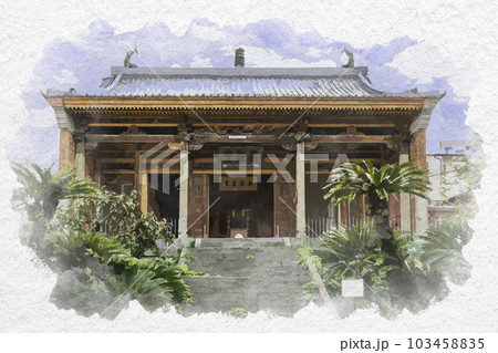 水彩画風 長崎 唐人屋敷跡 福建会館 長崎県長崎市 水彩画風 長崎 唐人屋敷跡 福建会館 長崎県長崎市 103458835