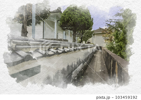 水彩画風　長崎　東山手洋風住宅群　長崎県長崎市 103459192