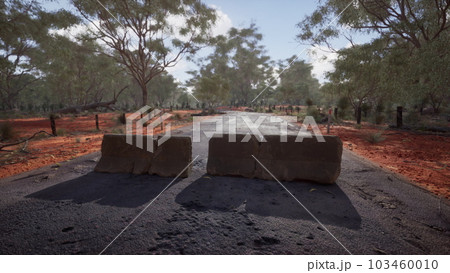 old rusted concrete road barrier blocks 103460010