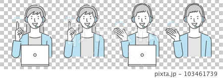 A set of female operators who deal with customers at a call center 103461739