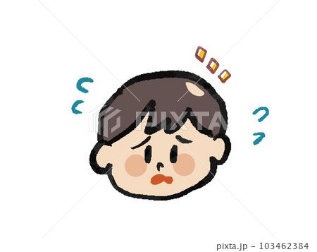 円形脱毛症に困る男性の顔のイラスト 103462384