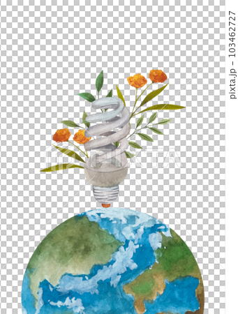 Planet Earth watercolor illustration. Symbol of life, nature, foundation, ecology, international events. Hand drawn watercolour painting on white background, isolated clip art element for design. 103462727