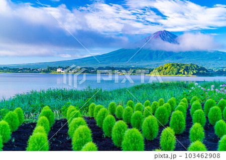 【富士山素材】夏の河口湖から見る富士山【山梨県】 103462908