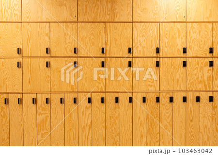 set of wooden lockers for personal items 103463042