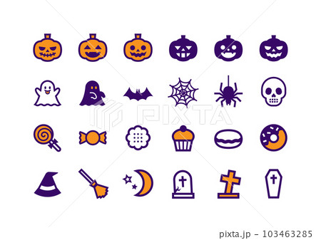 ハロウィンモチーフのベクターアイコンセット 103463285