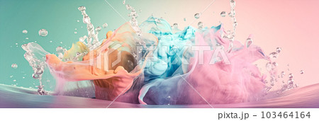 Colorful abstract water color or paint background. Water toned in different colors. Water splashes and drops background Colorful abstract water color or paint background. Water toned in different colors. Water splashes and drops background 103464164
