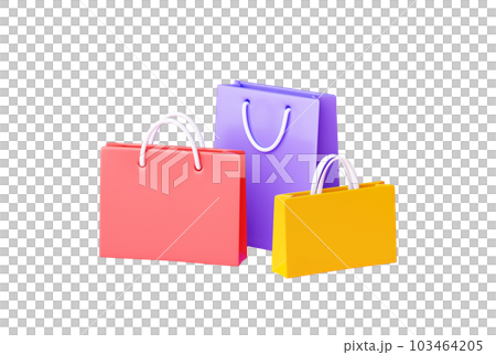 Shopping bag pile 3d render - group of various shop and gift paper packs. Purchased and delivered goods in colored packaging for buying and delivery or sale concept. Shopping bag pile 3d render - group of various shop and gift paper packs. Purchased and delivered goods in colored packaging for buying and delivery or sale concept. 103464205