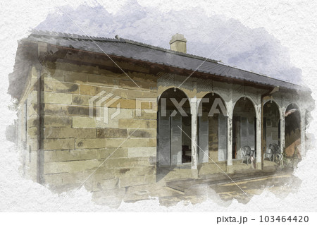 水彩画風　長崎　南山手レストハウス　長崎県長崎市 103464420