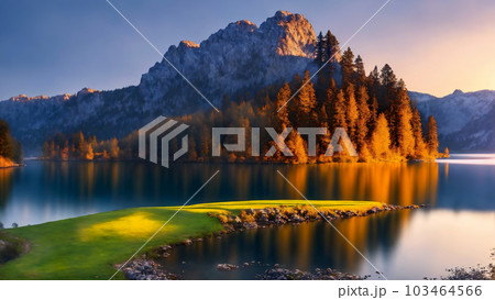 AI生成画像／風景／湖のある風景　7 103464566