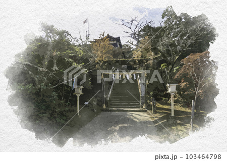 水彩画風 武雄神社 二ノ鳥居 佐賀県武雄市 水彩画風 武雄神社 二ノ鳥居 佐賀県武雄市 103464798