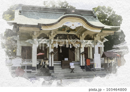 水彩画風　武雄神社　拝殿　佐賀県武雄市 103464800