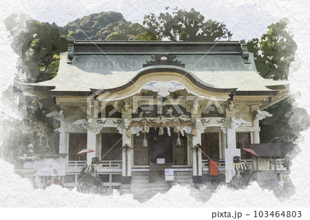 水彩画風　武雄神社　拝殿　佐賀県武雄市 103464803