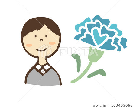 かわいいお父さんとカーネーション/手描きイラスト素材 かわいいお父さんとカーネーション/手描きイラスト素材 103465066