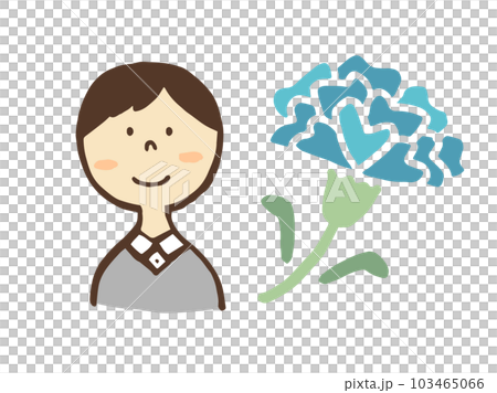 かわいいお父さんとカーネーション/手描きイラスト素材 かわいいお父さんとカーネーション/手描きイラスト素材 103465066