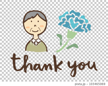 可愛的父親和康乃馨和感謝信/手繪插畫素材 103465069