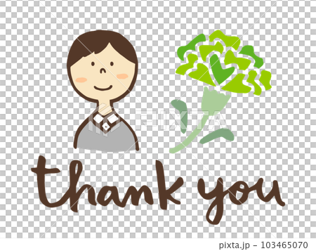 可愛的父親和康乃馨和感謝信/手繪插畫素材 103465070