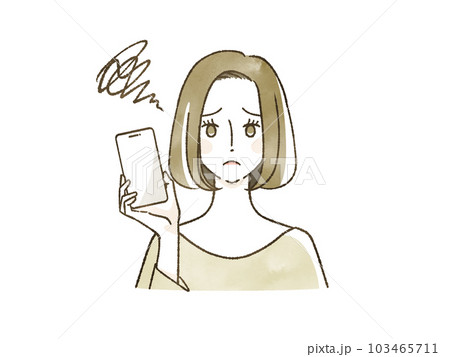 スマートフォンを持って困っている女性 103465711