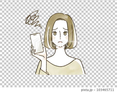 スマートフォンを持って困っている女性 103465711