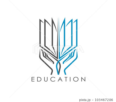 Education book icon, library store or dictionary book with human hands, vector line symbol. Education book icon for school or university library, bookstore or ebook app sign with open pages in hand Education book icon, library store or dictionary book with human hands, vector line symbol. Education book icon for school or university library, bookstore or ebook app sign with open pages in hand 103467286
