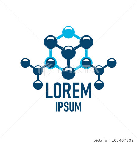 Molecule icon, nanotechnology molecular science and medicine or nano technology vector symbol. Chemistry, biotechnology, chemical lab or medical laboratory and research company sign of molecule atom 103467508