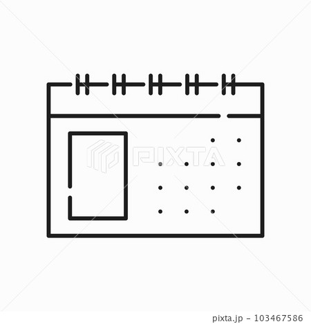 Spiral bind calendar page, diary notepad sheet outline icon. Vector agenda schedule page with space for notes. Panning diary notebook with spring Spiral bind calendar page, diary notepad sheet outline icon. Vector agenda schedule page with space for notes. Panning diary notebook with spring 103467586