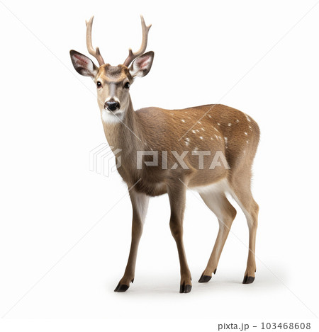 鹿 白背景 AI生成画像 ジェネレーティブAIのイラスト素材 [103468608