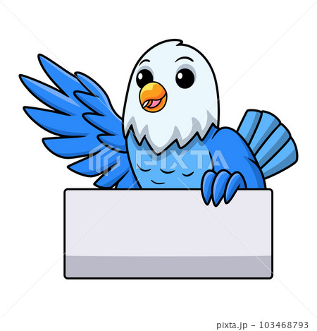 Cute Blue Bird Cartoon Waving Stock Vector - Illustration of