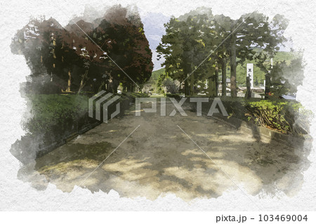 水彩画風 武雄 黒髪神社 流鏑馬馬場 佐賀県武雄市 水彩画風 武雄 黒髪神社 流鏑馬馬場 佐賀県武雄市 103469004